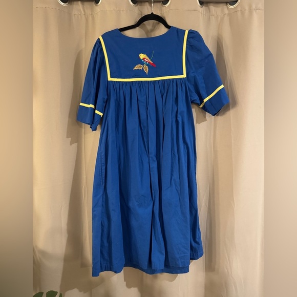 Bechamel Blue Dress with Embroidered Birds - Picture 3 of 9